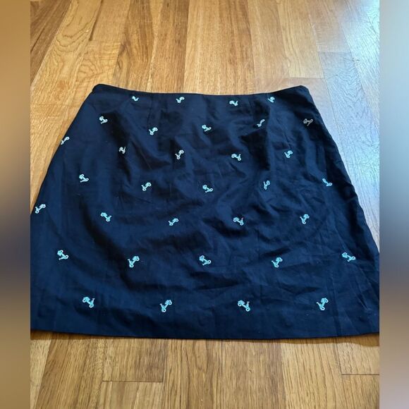 Talbots CANVAS COTTON A-LINE SKIRT EMBROIDERED SCOOTER NWT Blue Size 16 - Picture 9 of 14